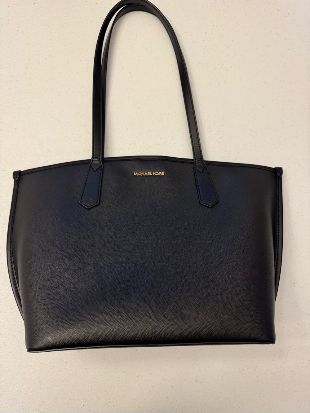 Michael Kors Black Saffiano Tote with Gold Logo